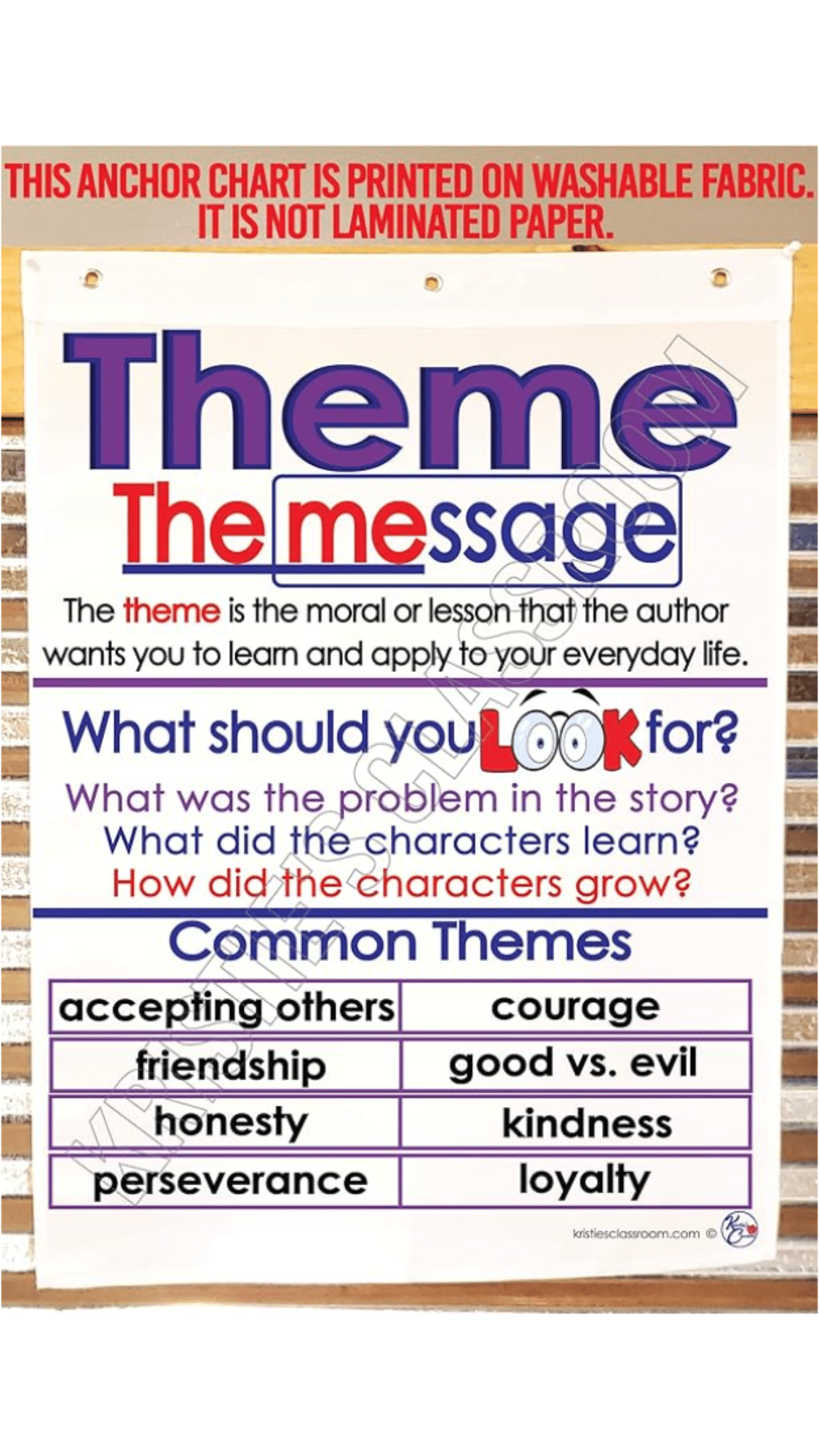 Theme Main Idea Anchor Chart (fabric, classroom-tested)