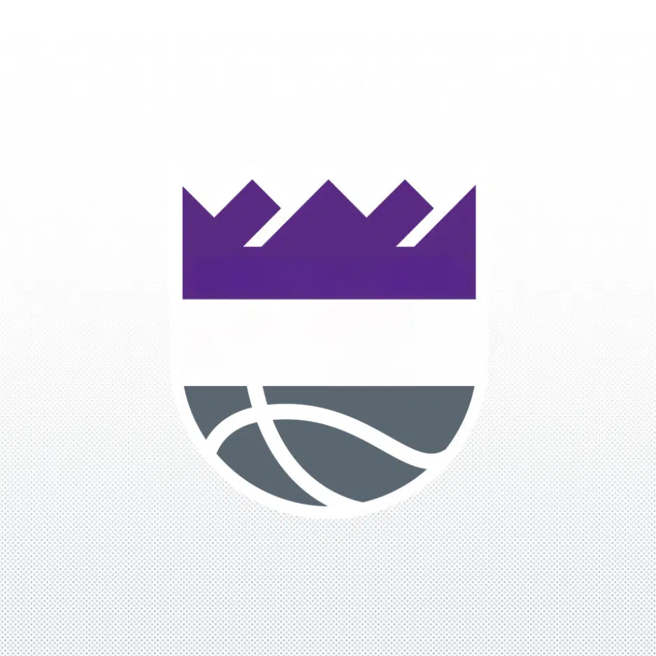Which team's logo includes a basketball with a crown?