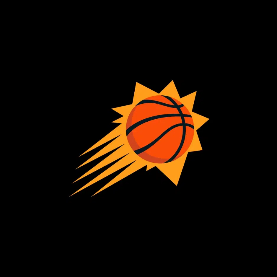 Which team's logo shows a purple and orange sunburst?