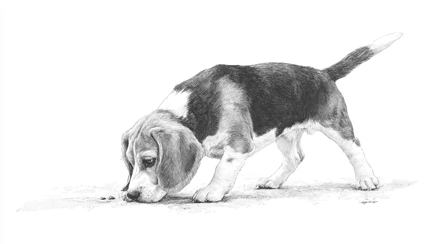 A Beagle Sniffing the Ground