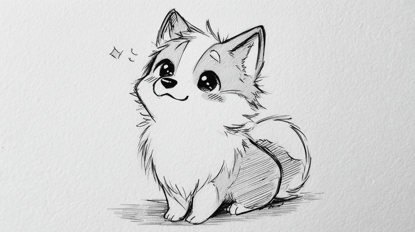 Anime-Style Dog with Sparkly Eyes