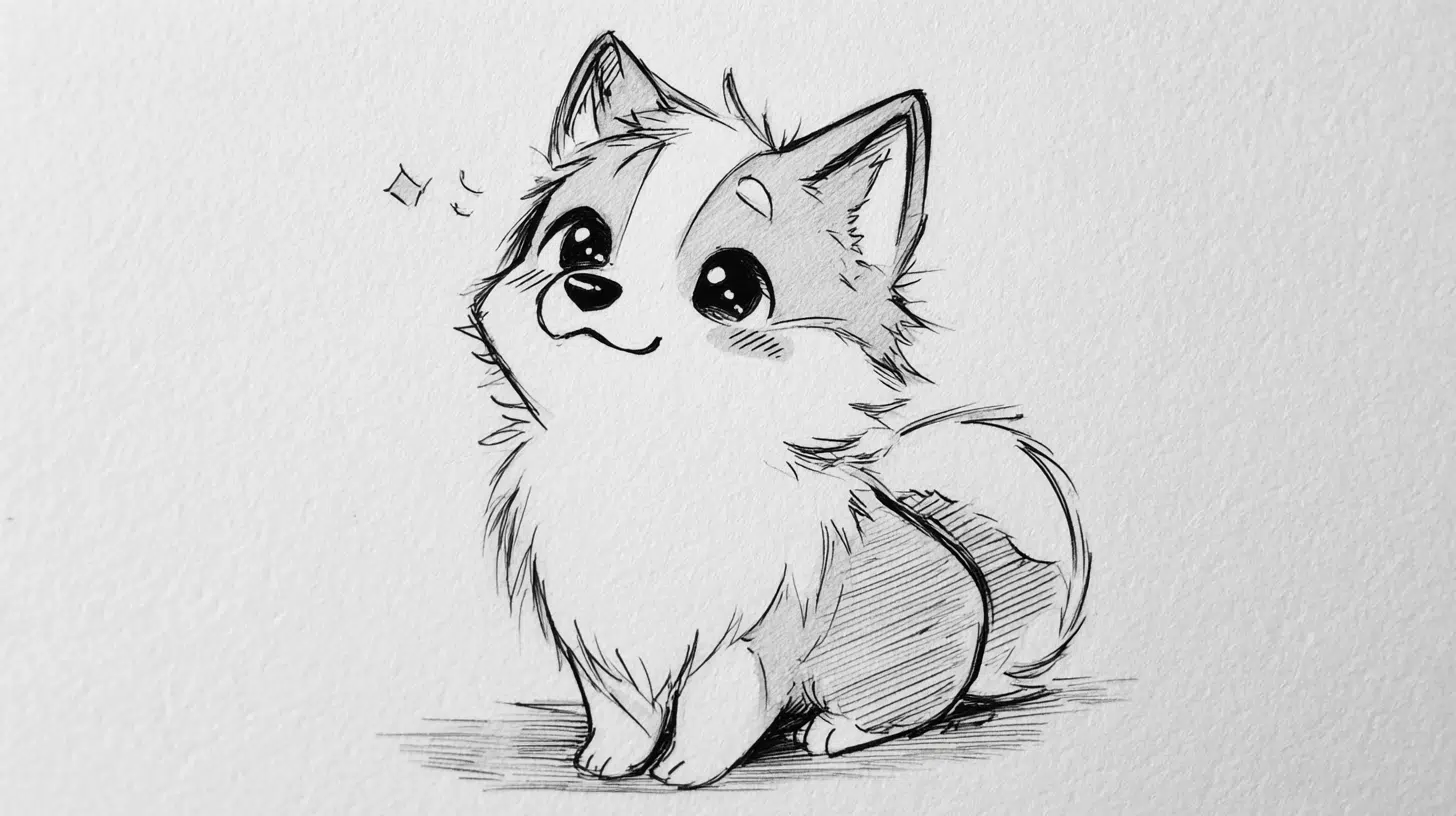 Anime-Style Dog with Sparkly Eyes