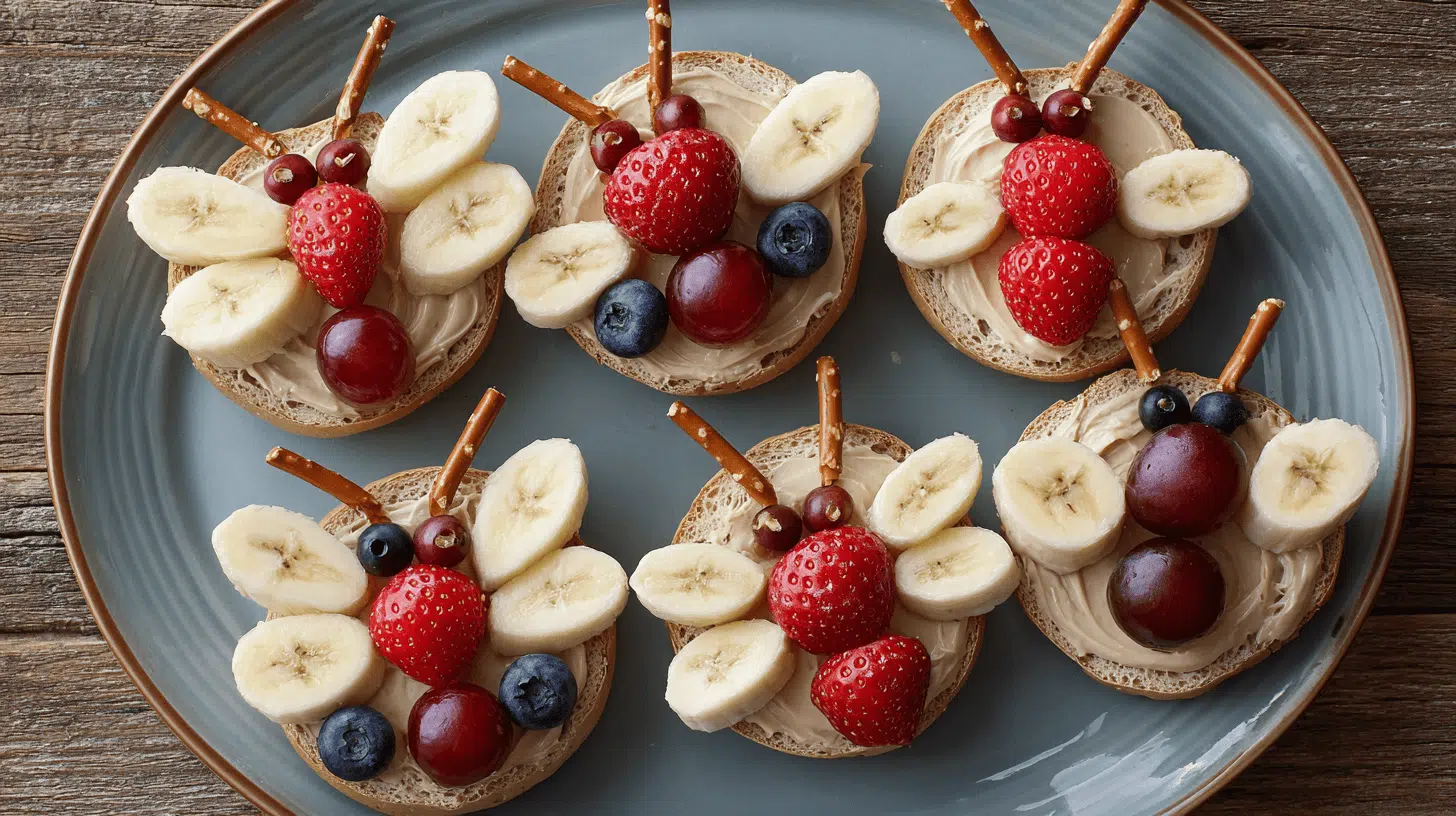 Bagel Bugs with Fruit Toppings