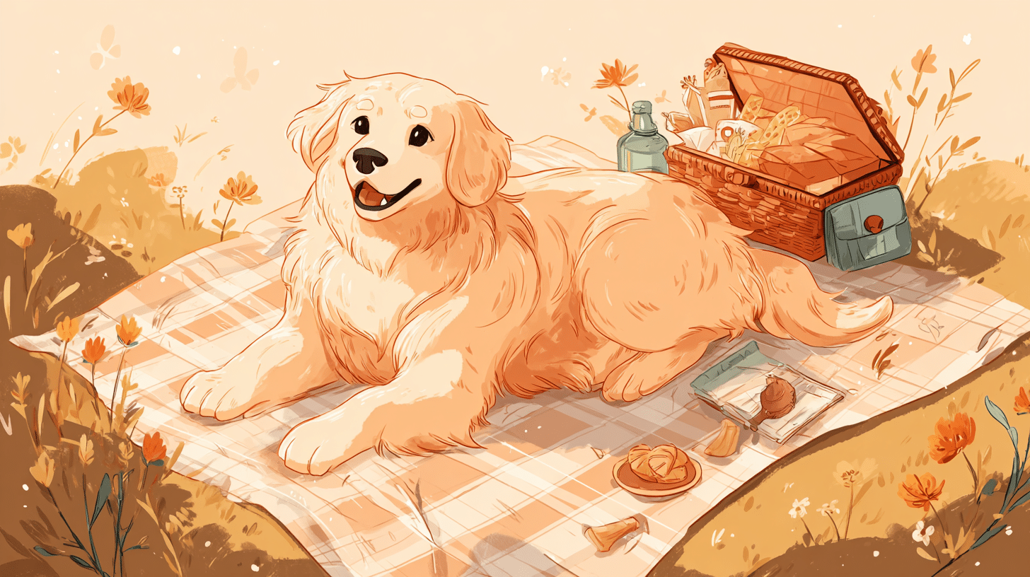 Dog on A Picnic Blanket