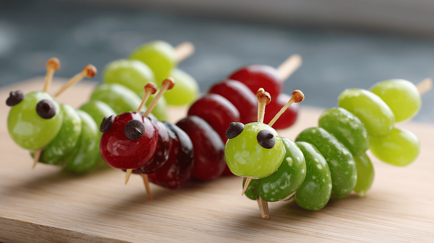 Grape Caterpillars on Skewers