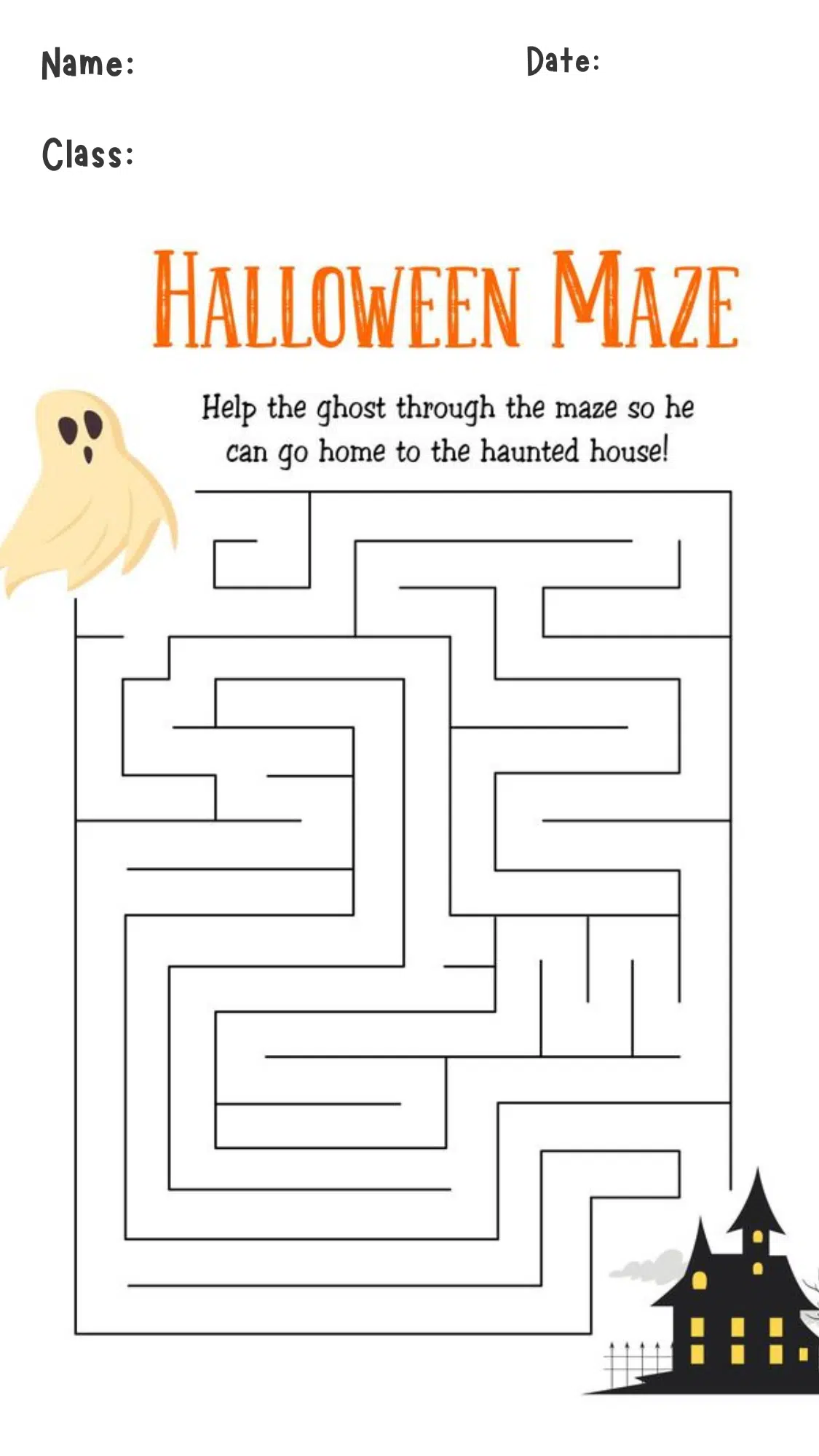 Haunted House Math Maze