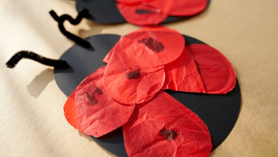 Ladybug Tissue Paper Craft