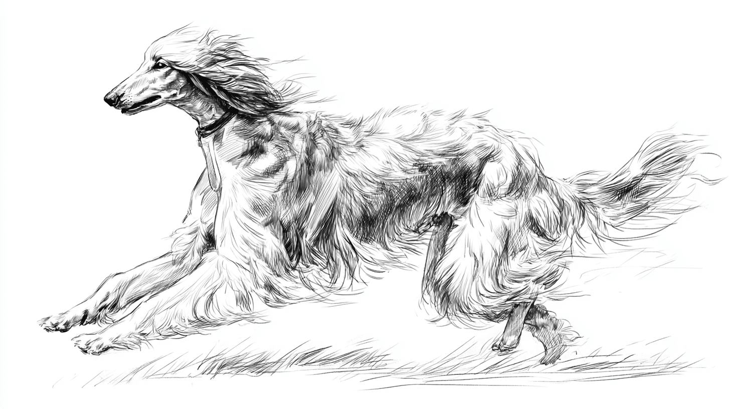 Long-Haired Afghan Hound in Motion