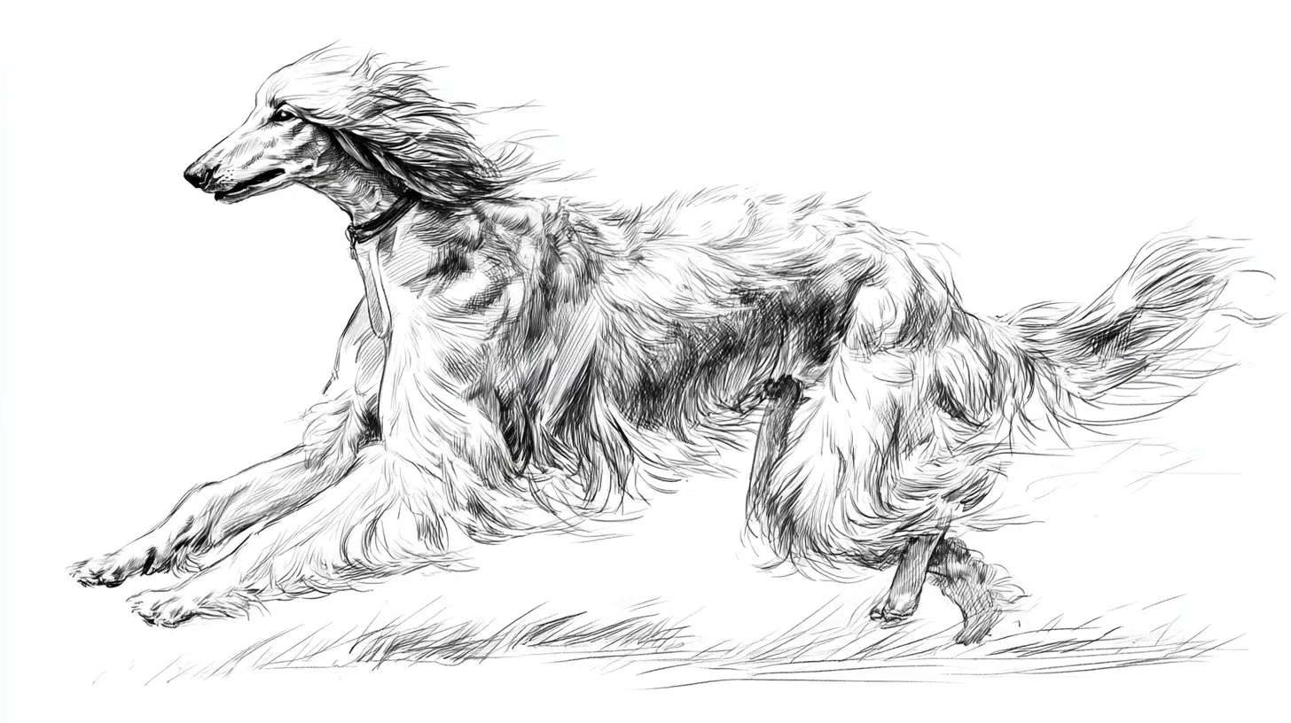 Long-Haired Afghan Hound in Motion