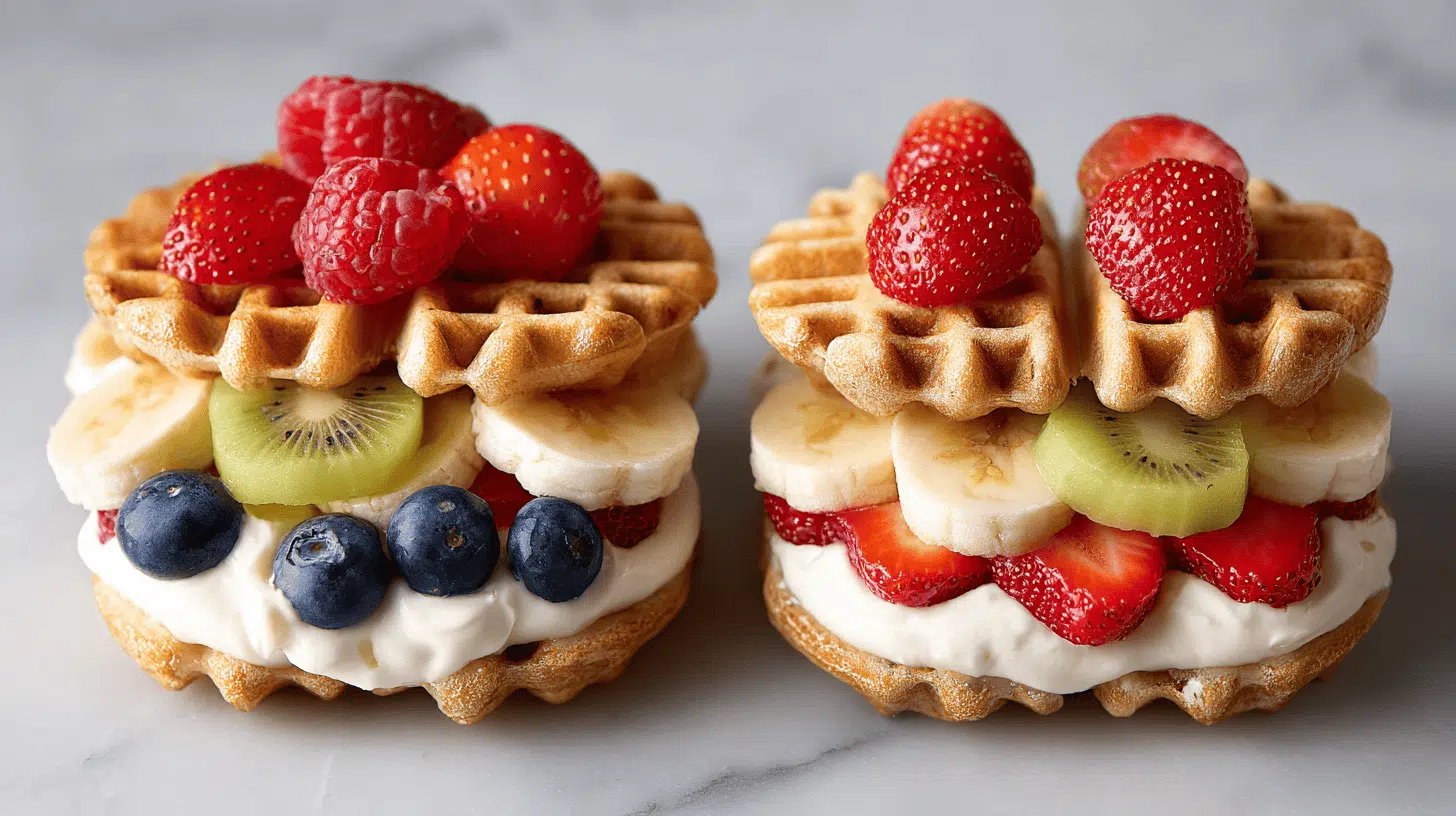 Mini Waffle Fruit Sandwiches