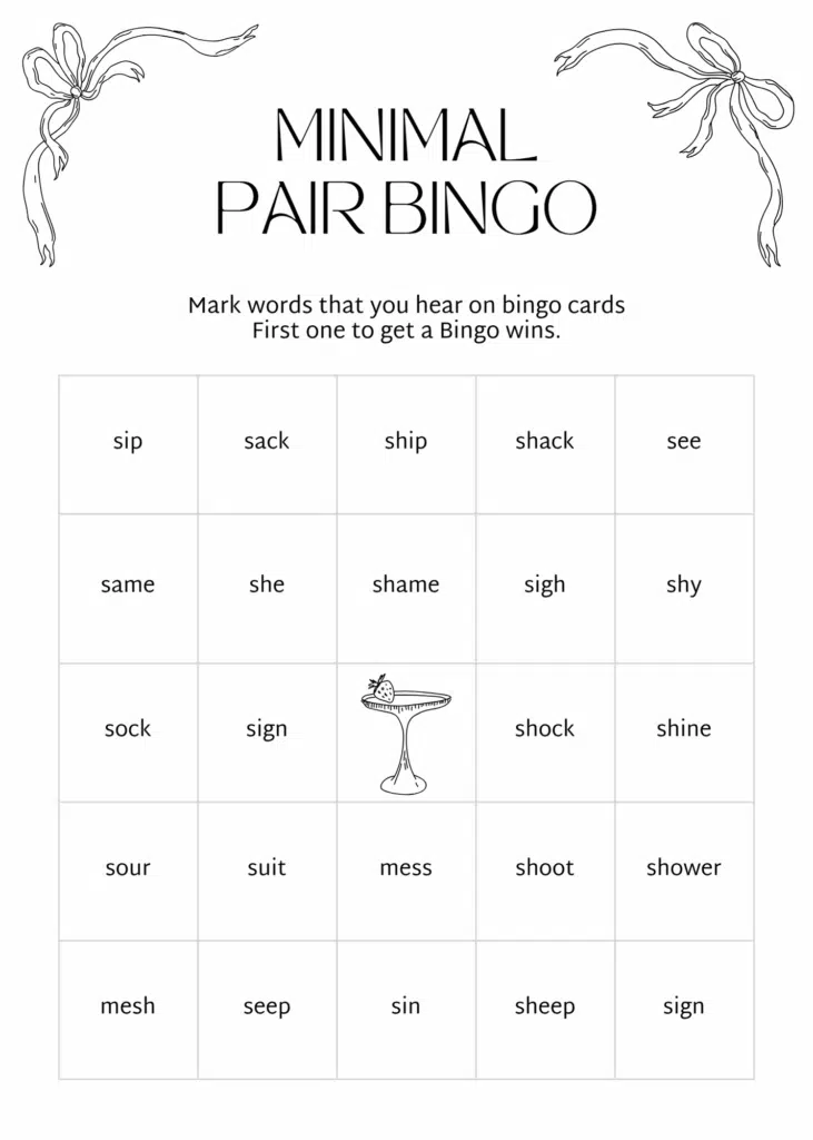 Minimal Pair Bingo