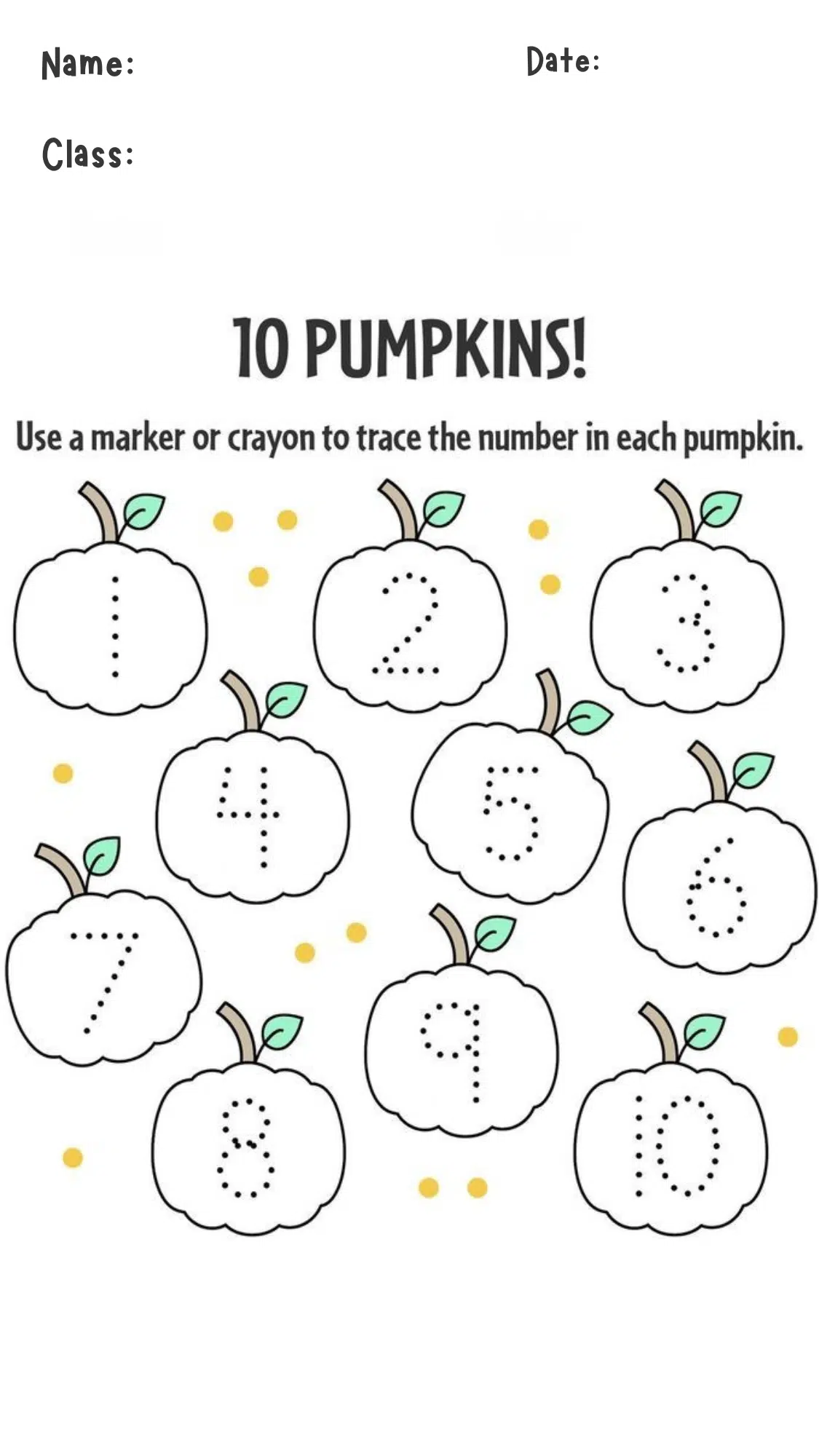 Pumpkin Patch Number Hunt