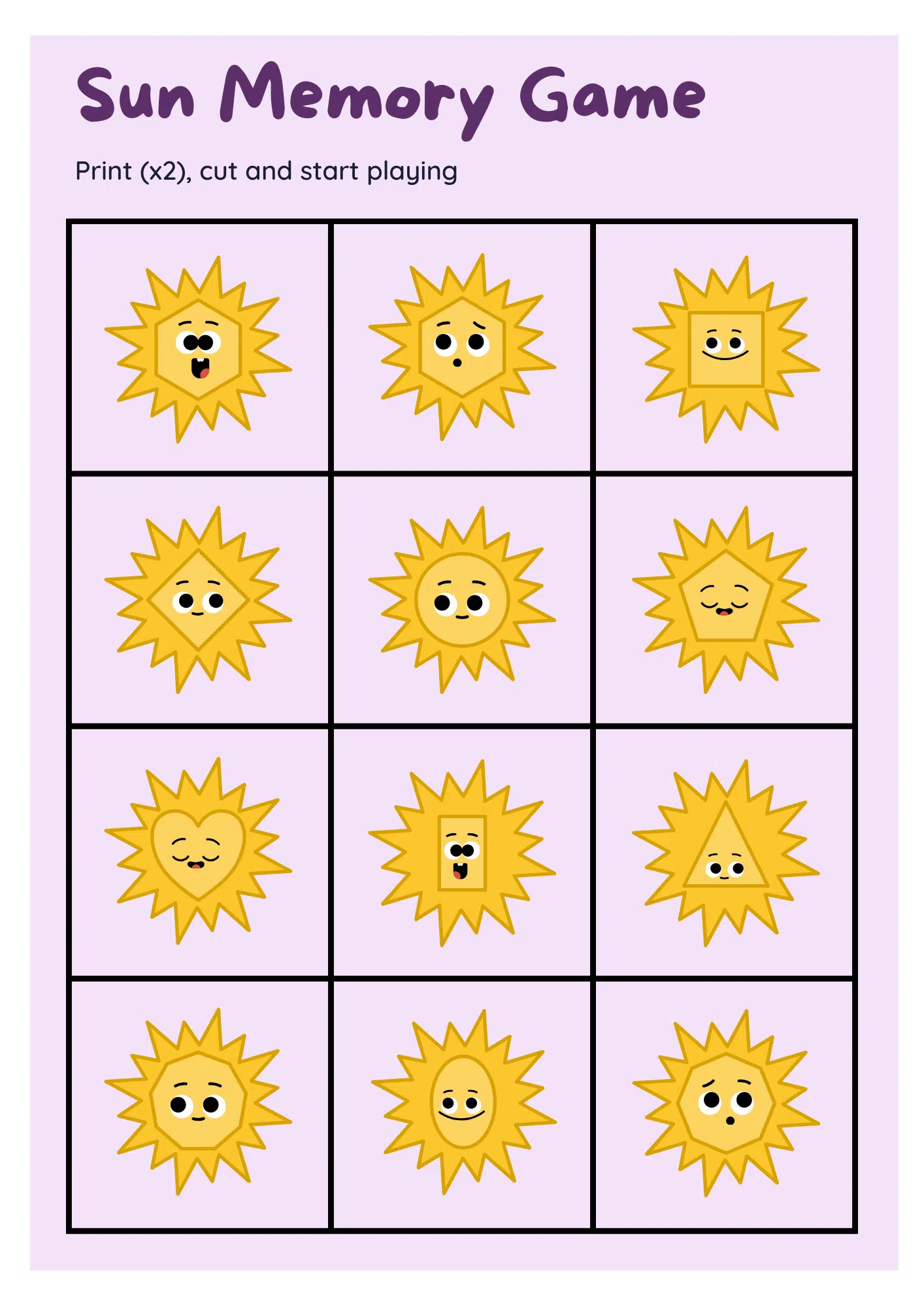 Sun Memory Game