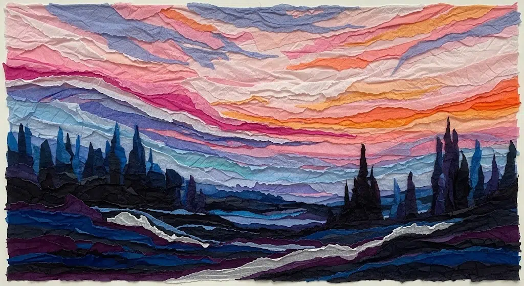 Tissue Paper Collage with Multiple Layers