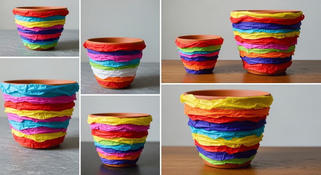 Tissue Paper Flower Pots