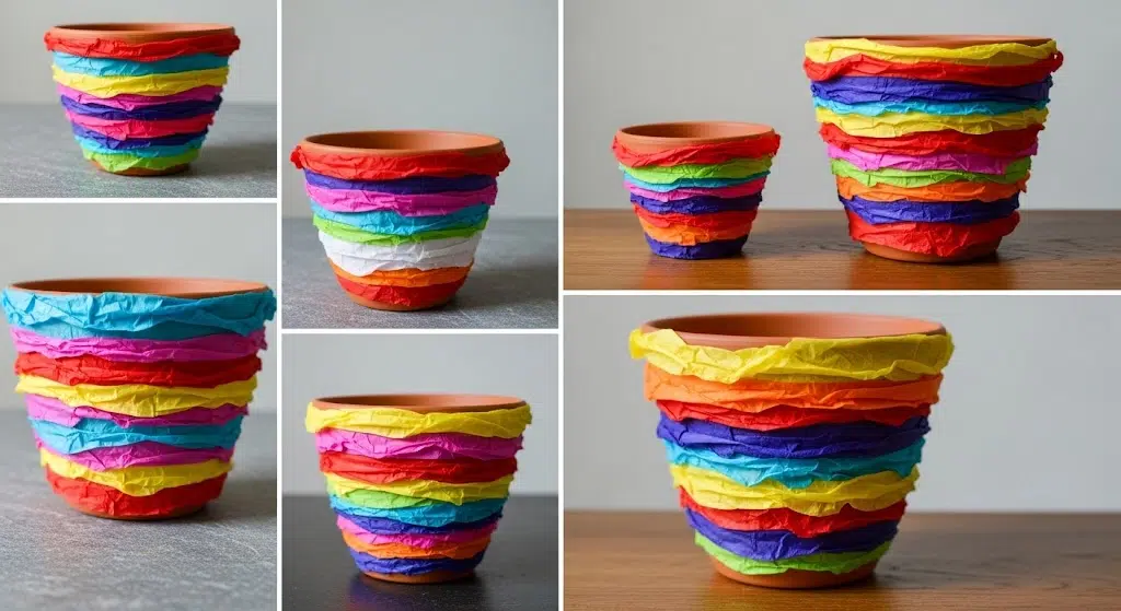 Tissue Paper Flower Pots