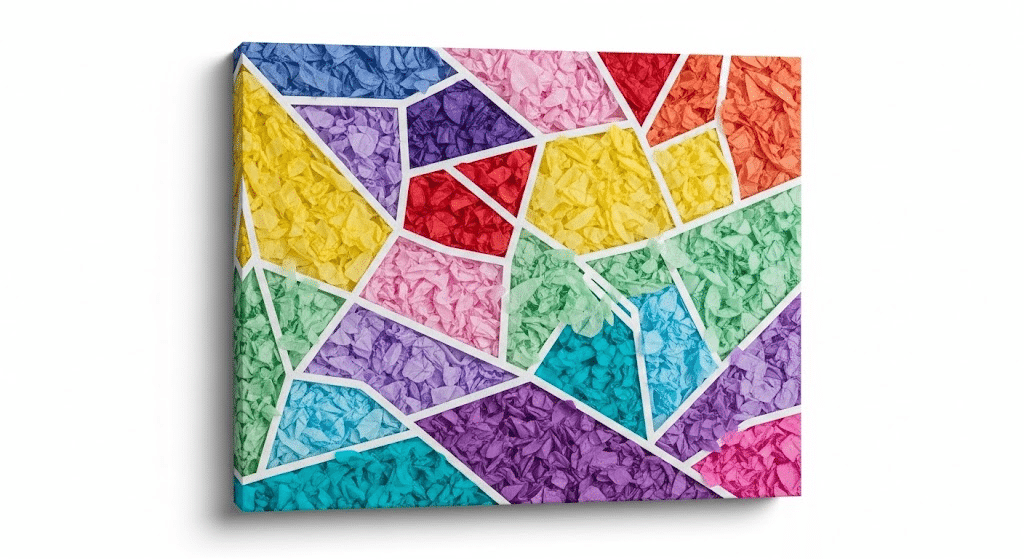 Tissue Paper Geometric Art on Canvas