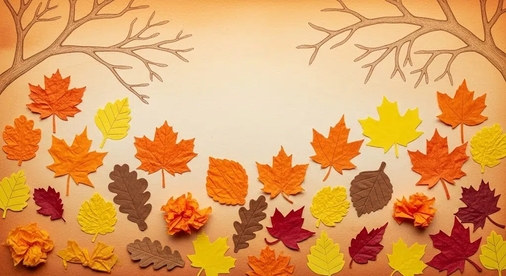 Tissue Paper Leaf Collage