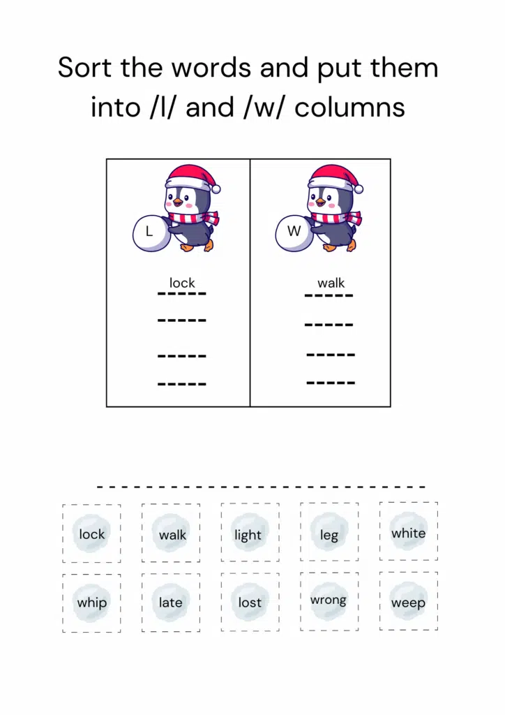 Word Sorting Worksheet