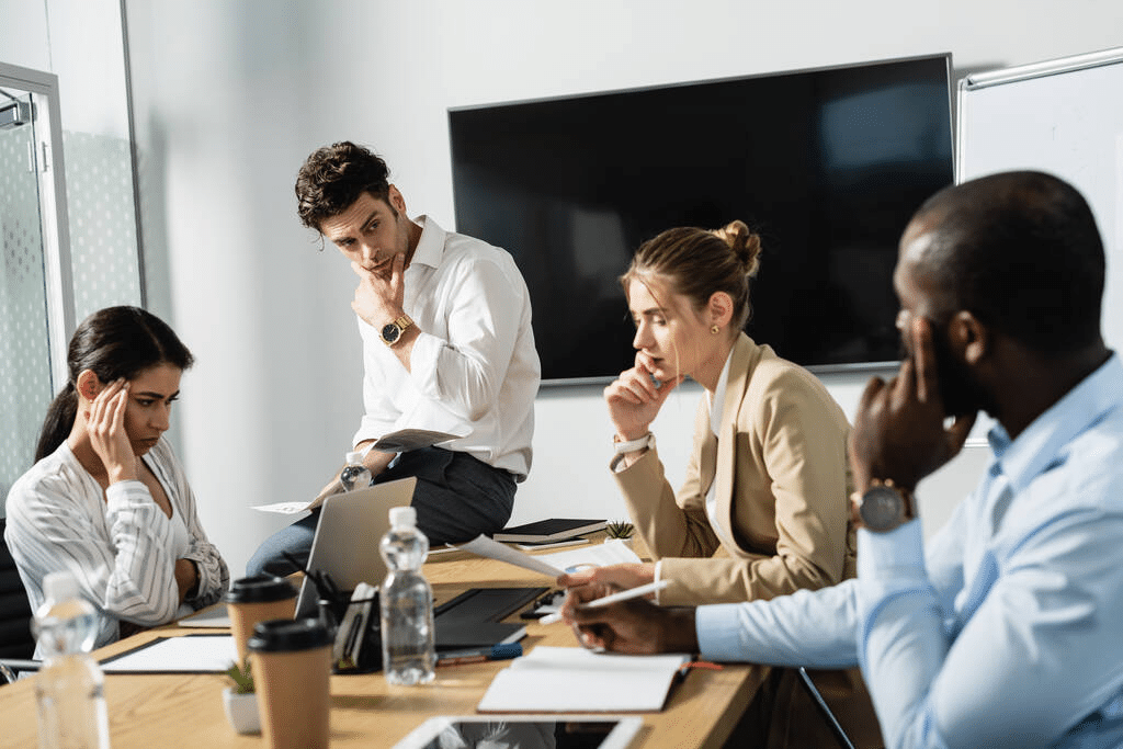 A business person thinking