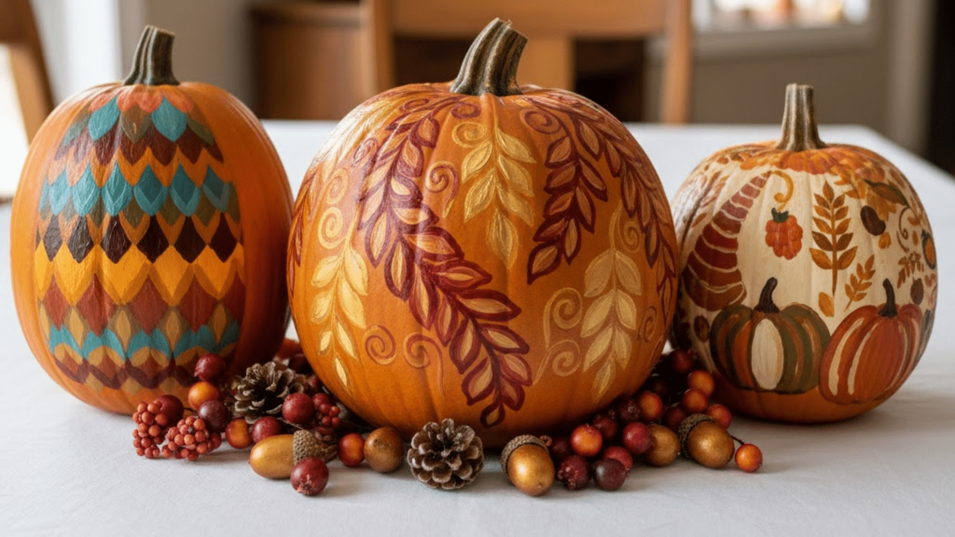 hand painted pumpkin centerpieces