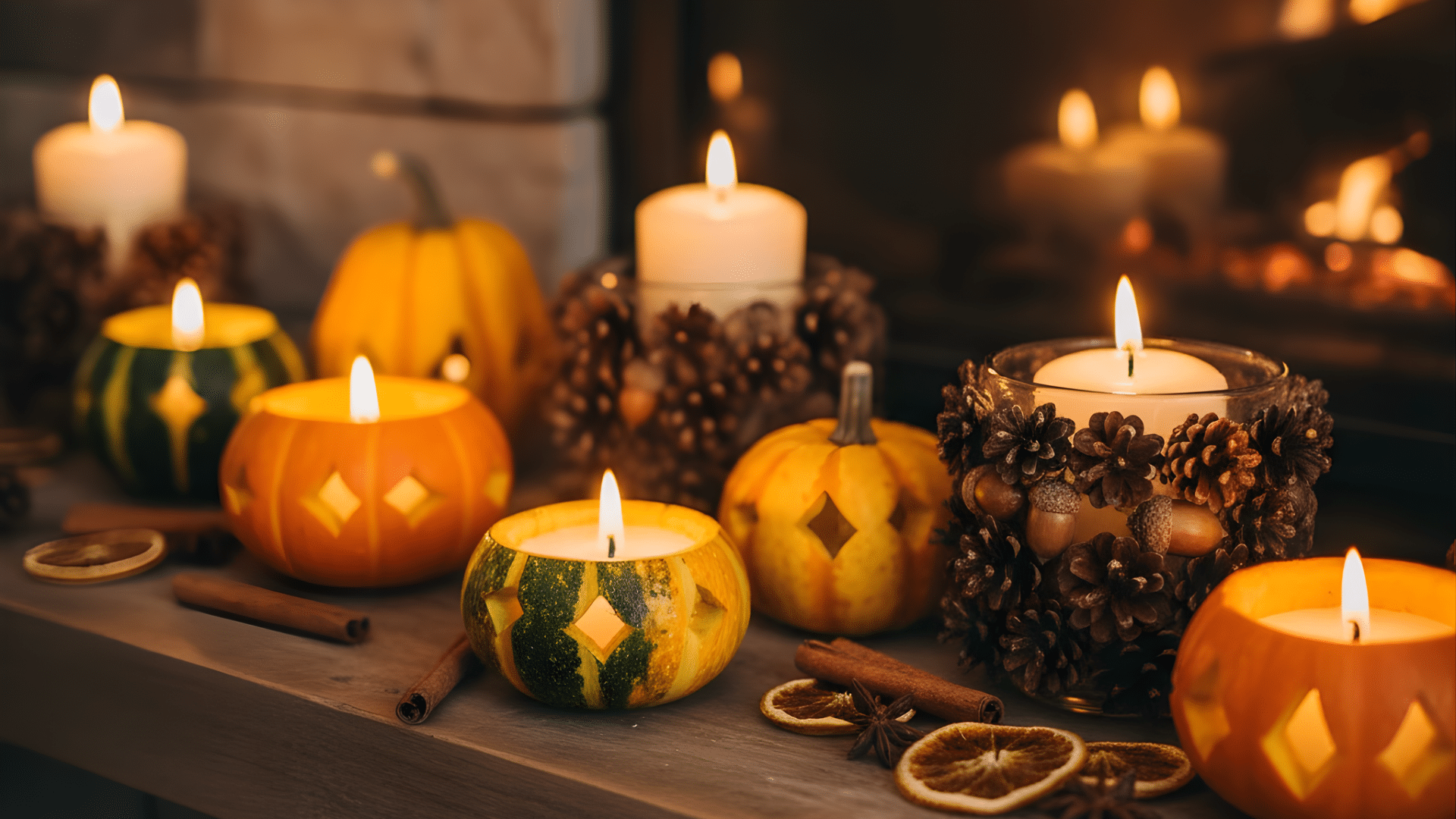 harvest inspired candle holders