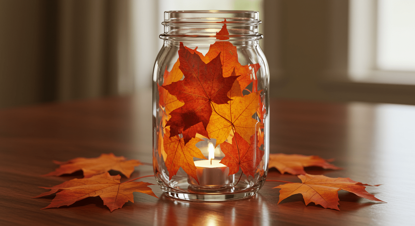 Autumn Leaf Mason Jar Lanterns