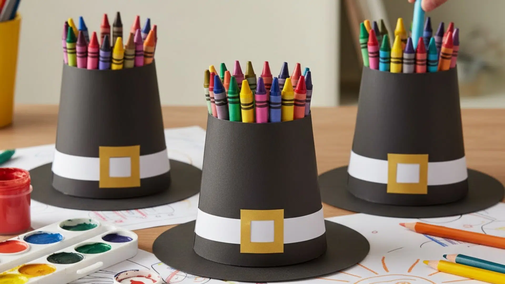 pilgrim hat crayon holders