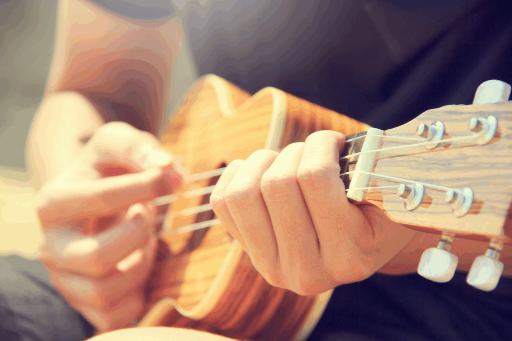 A person playing guitar