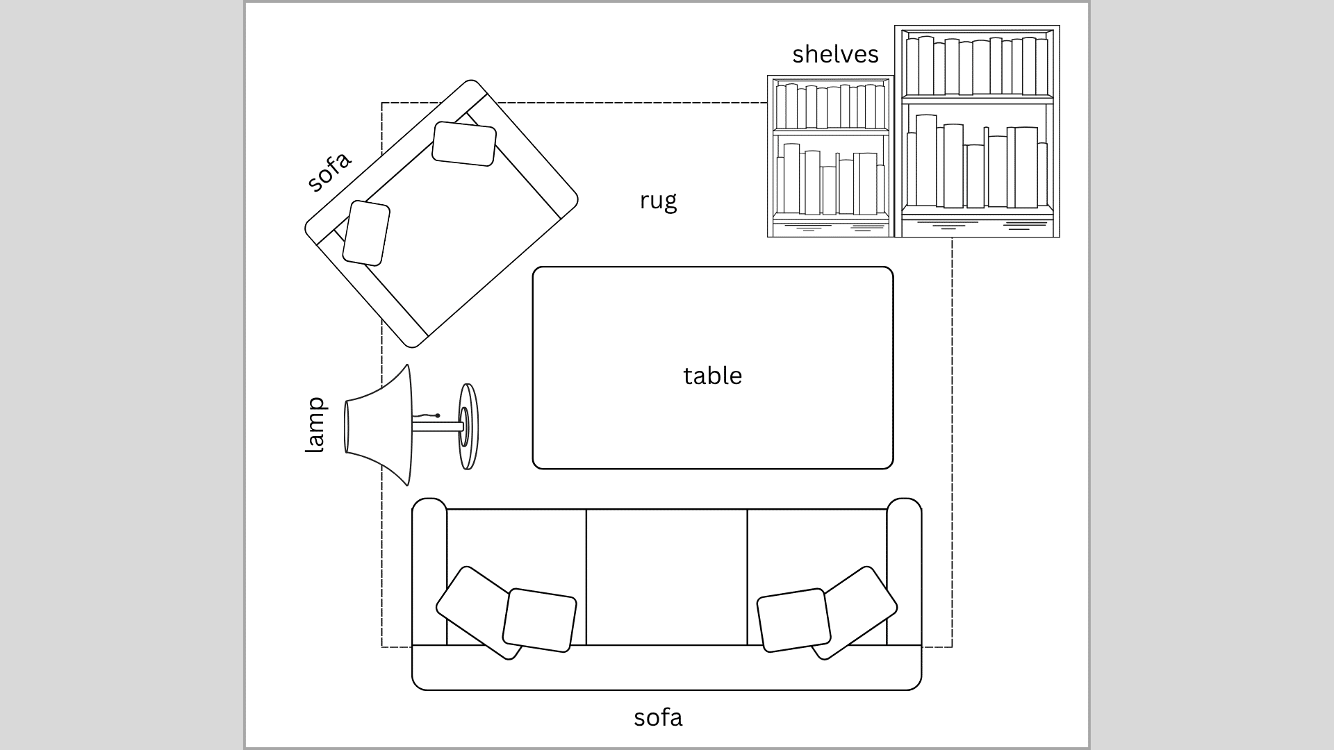 Compact Floating layout for rectangular small room