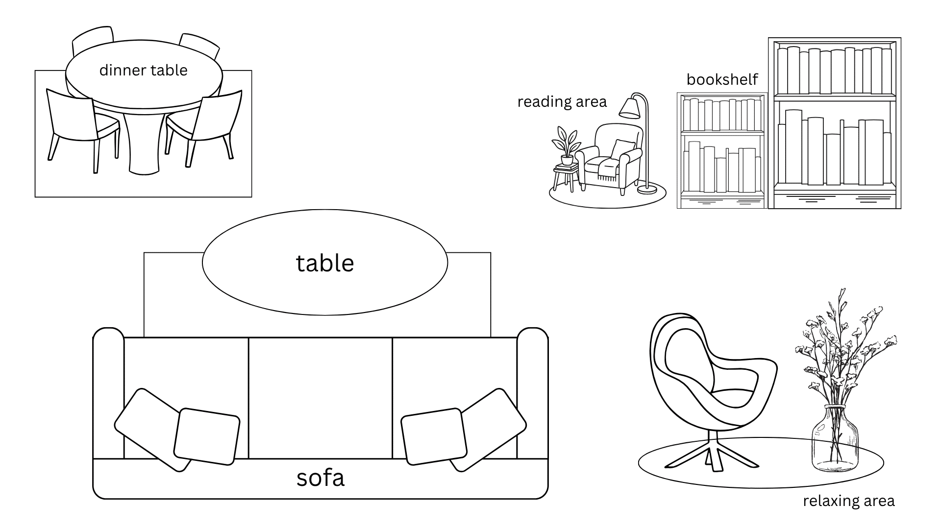 Multipurpose layout for rectangular small room