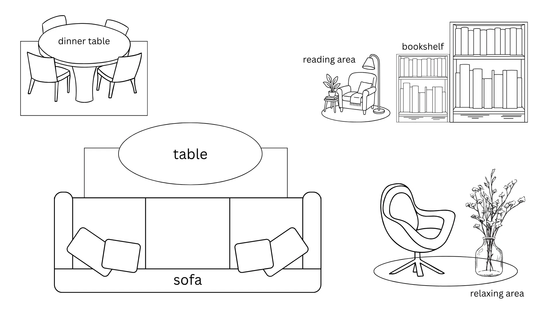 Multipurpose layout for rectangular small room