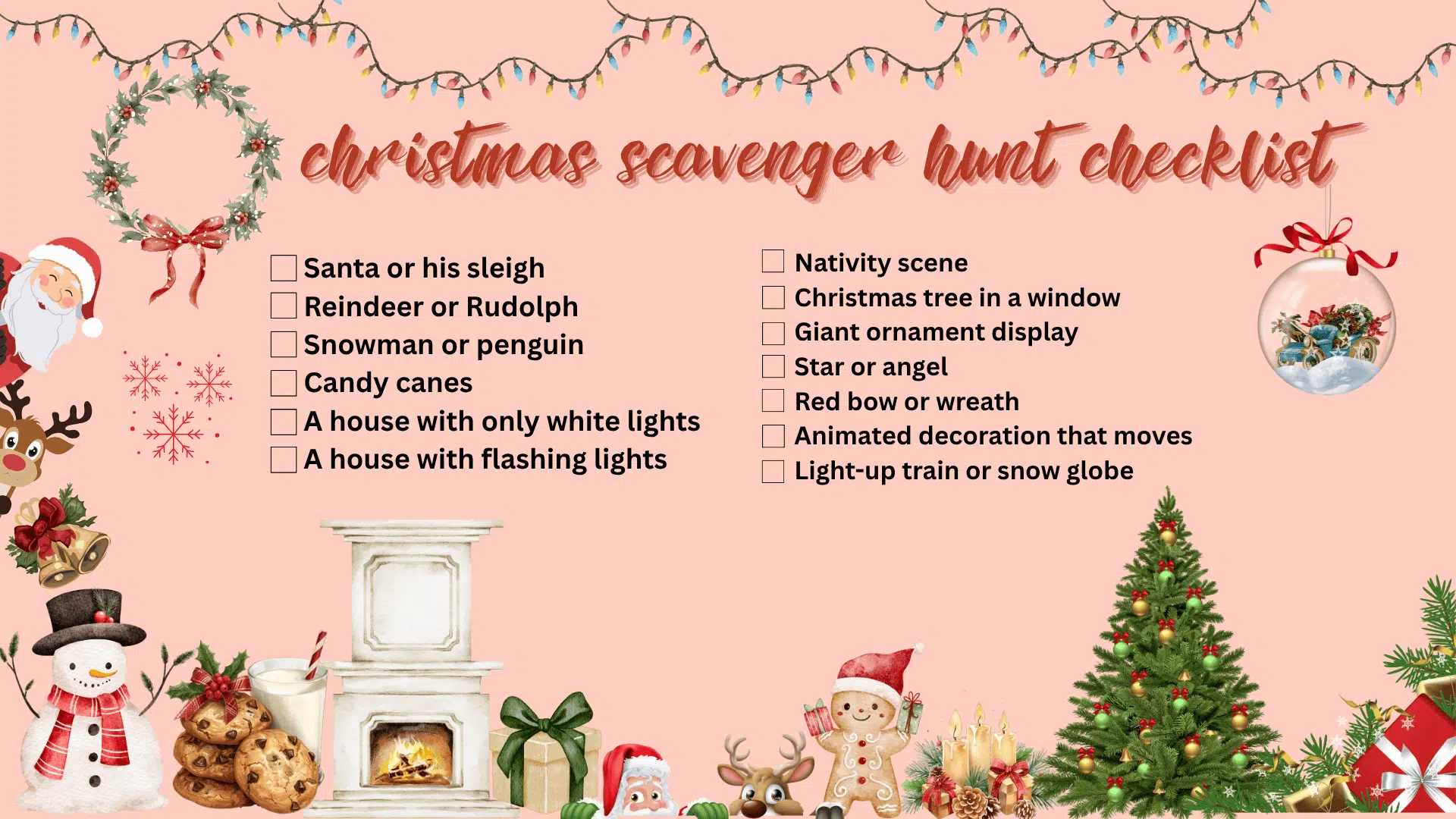 christmas light scavenger hunt checklist