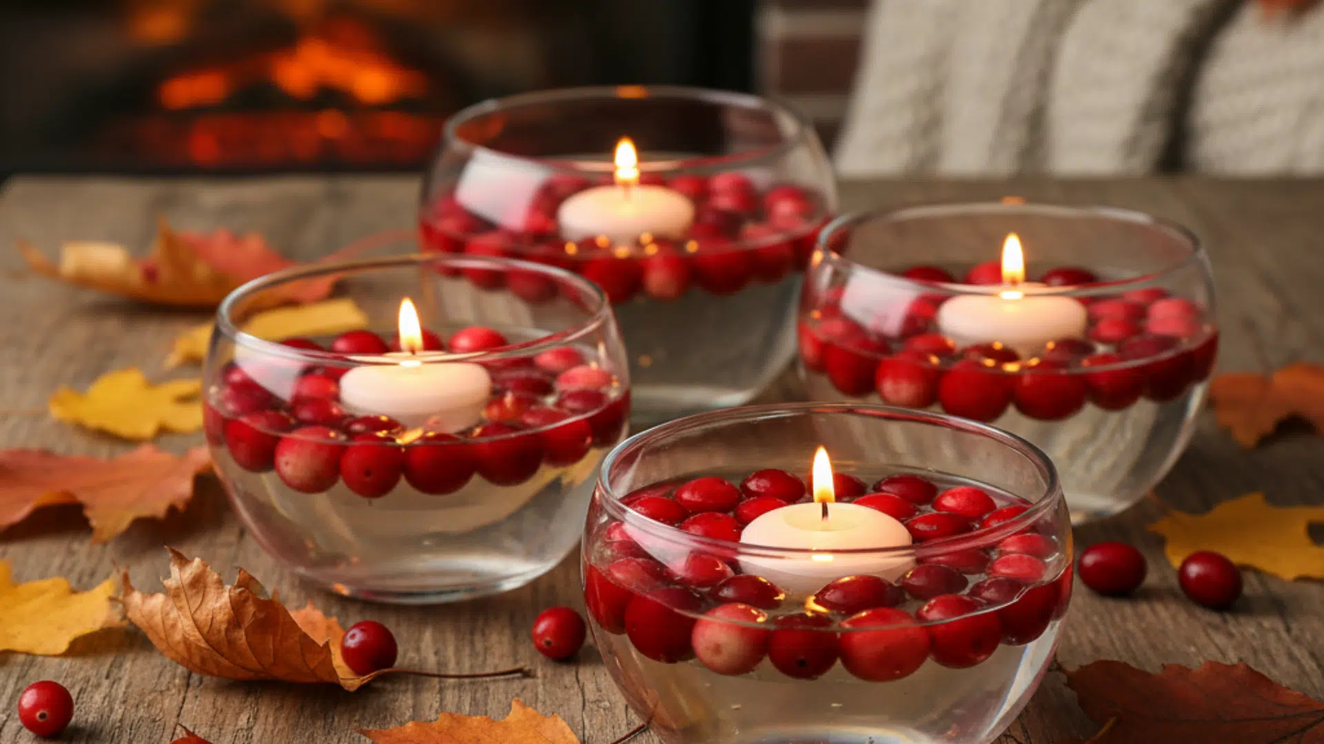 cranberry floating candle bowls