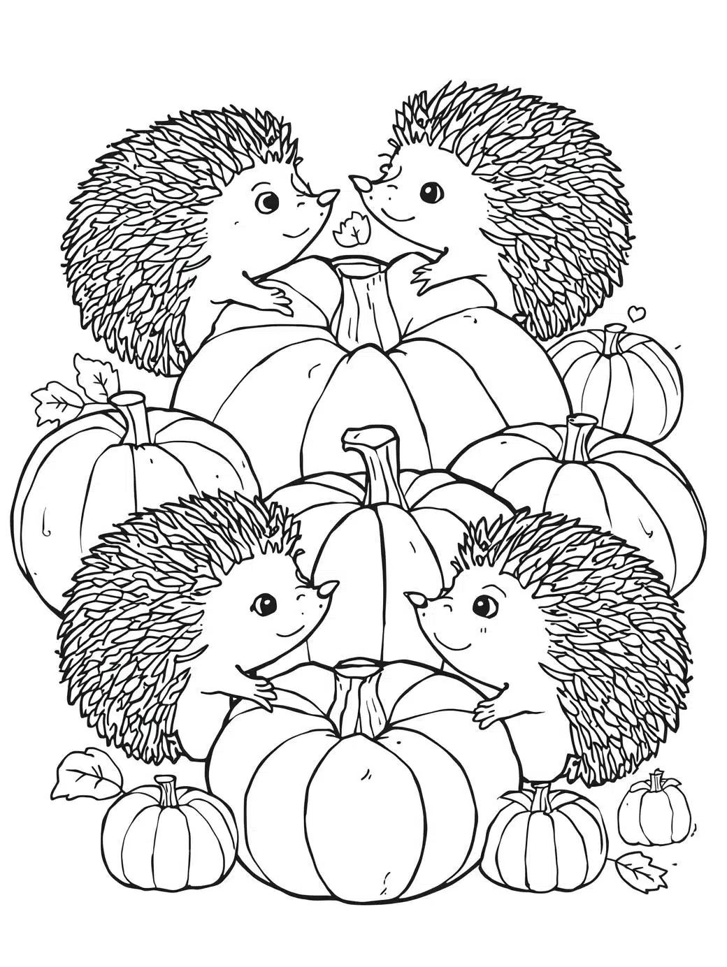 cute hedgehogs and pumpkins
