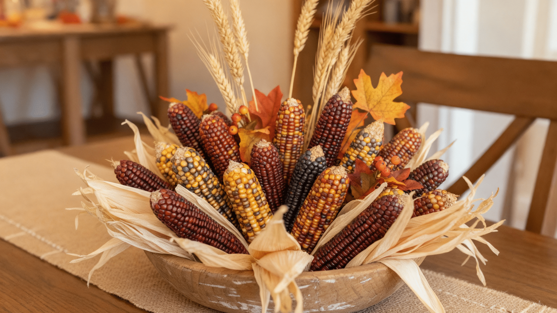 dried corn cob centerpiece
