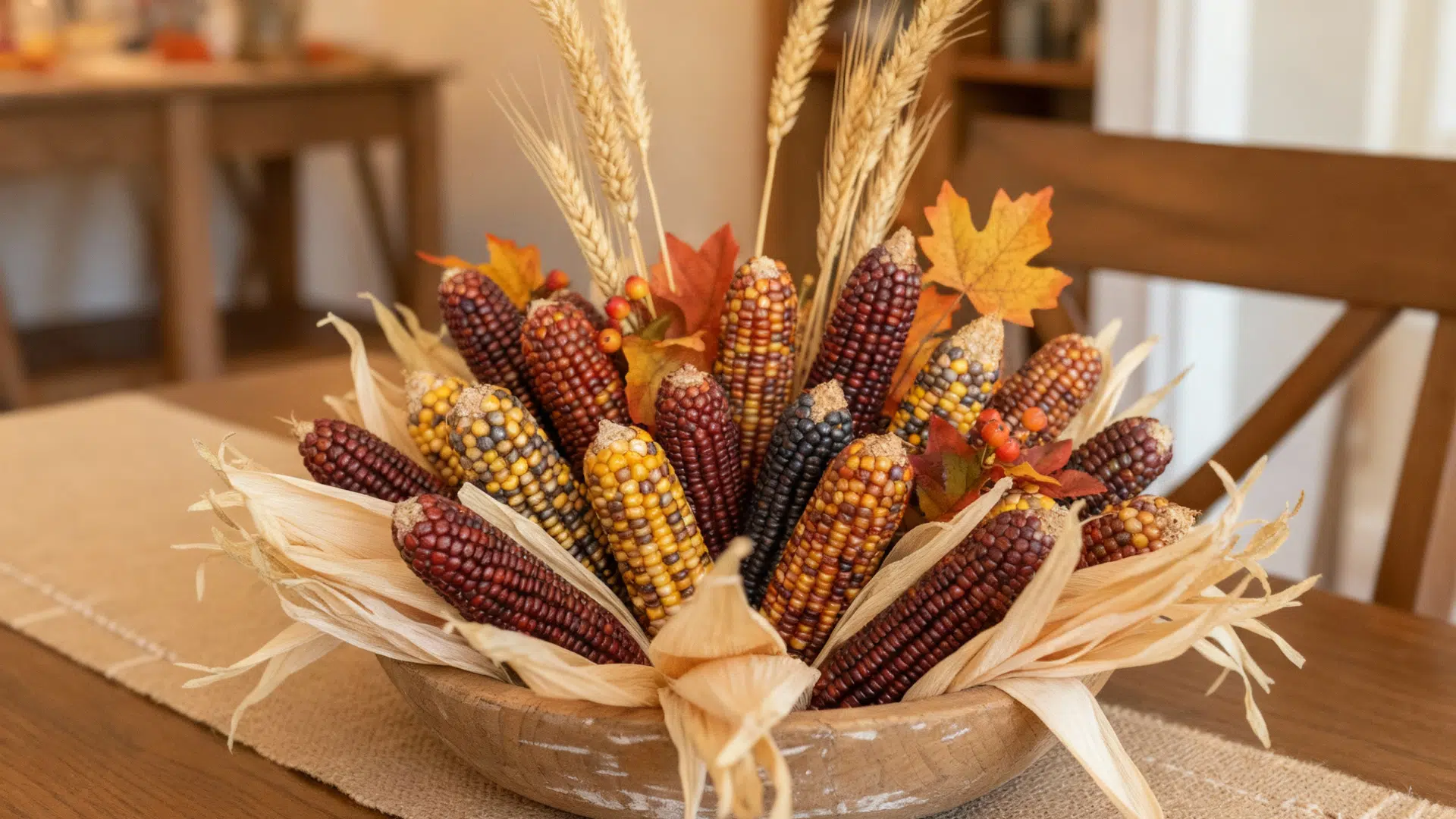 dried corn cob centerpiece