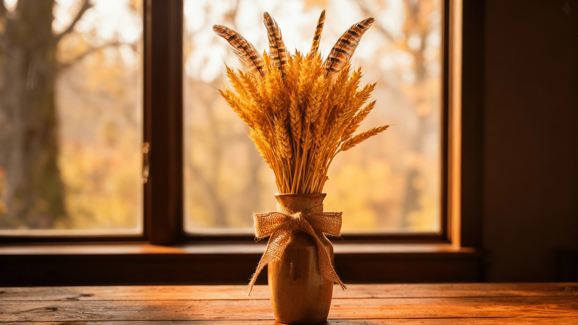 feathers and wheat bundle