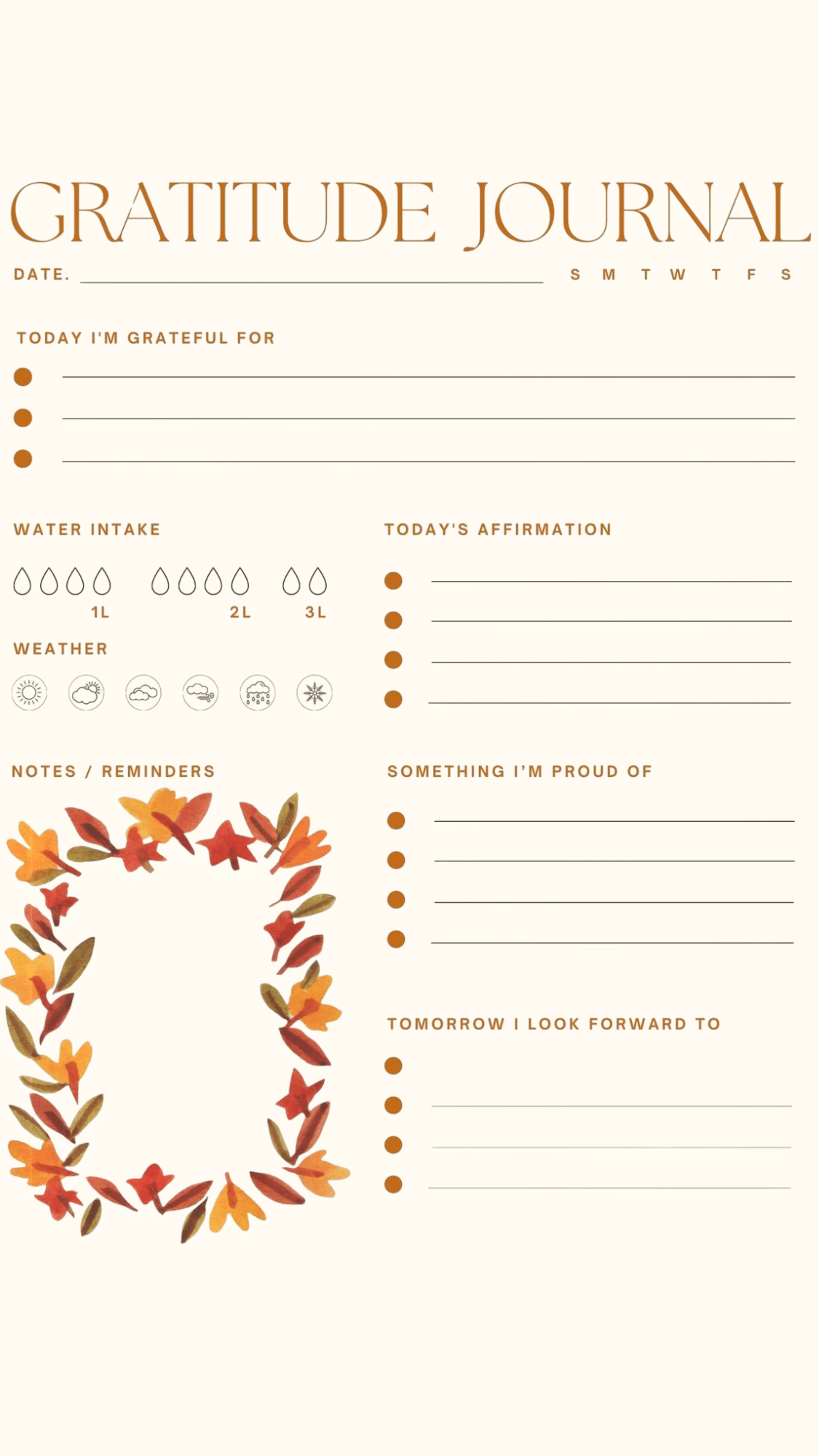 gratitude journal page