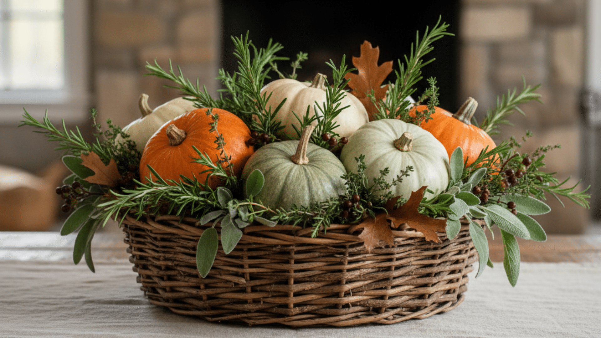 herb and pumpkin basket