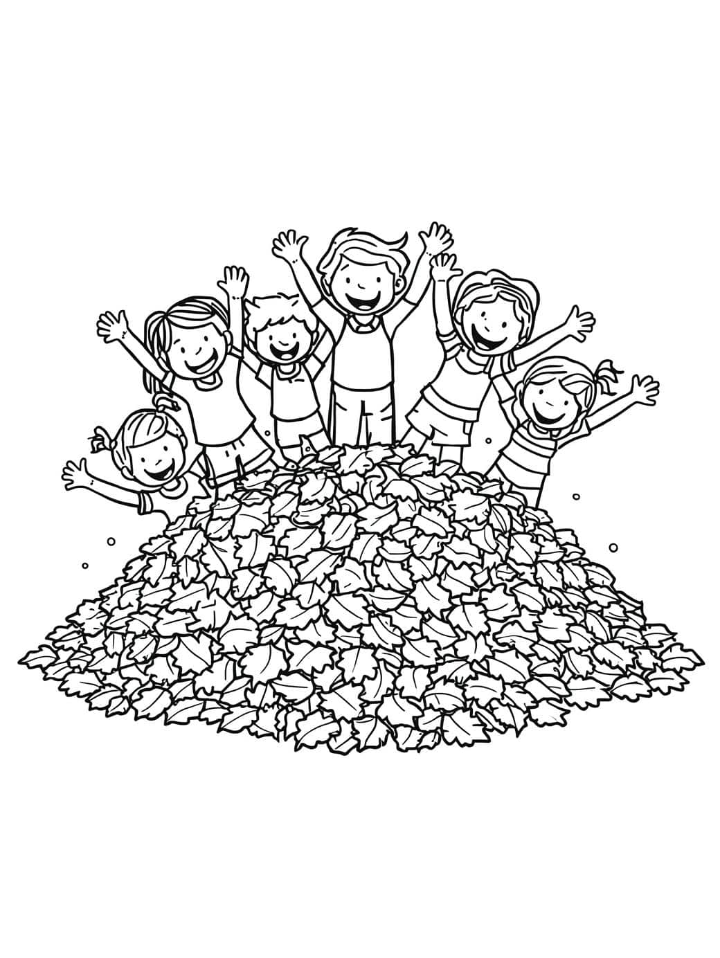 kids jumping in leaf piles