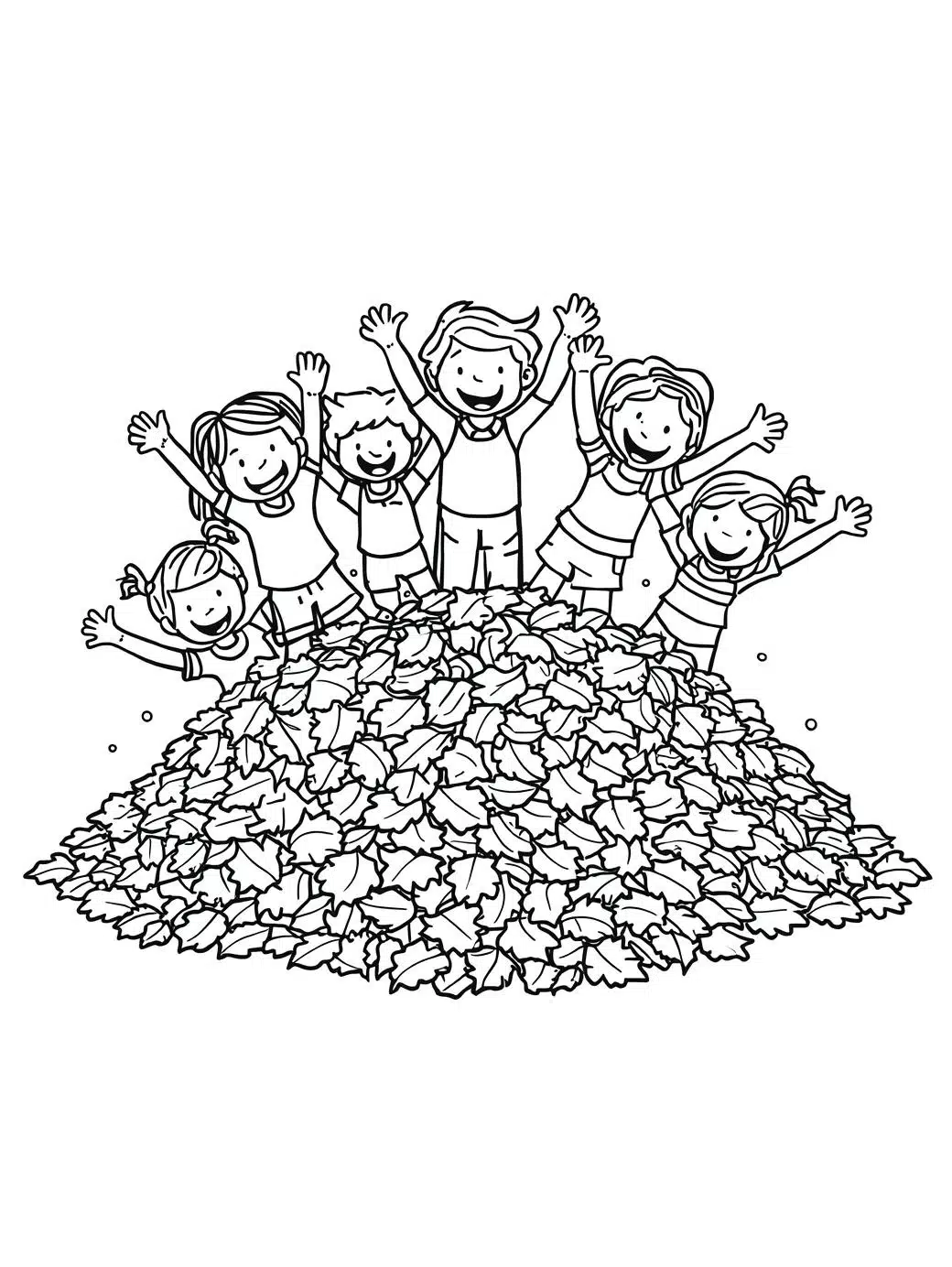 kids jumping in leaf piles