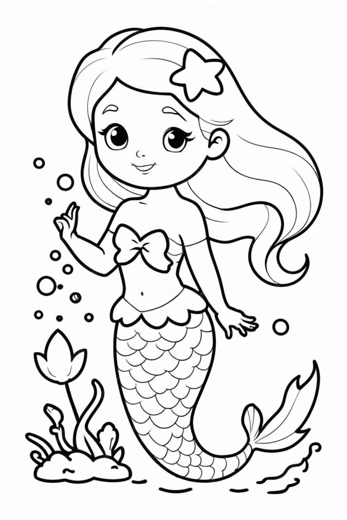 mermaid coloring pages for kids 1