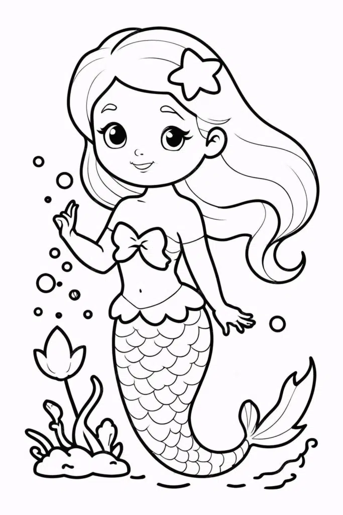 mermaid coloring pages for kids 1