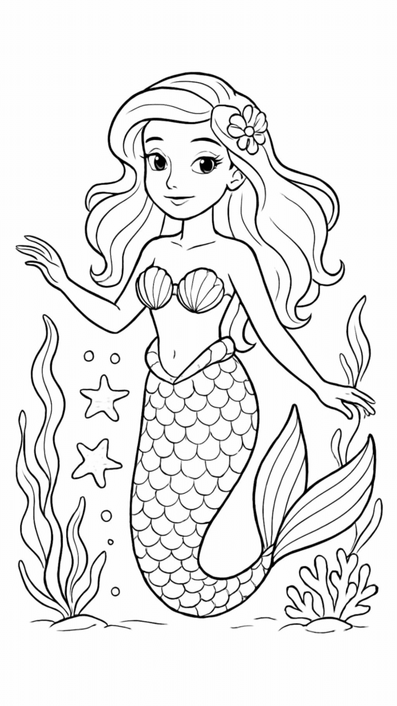 mermaid coloring pages for kids 12