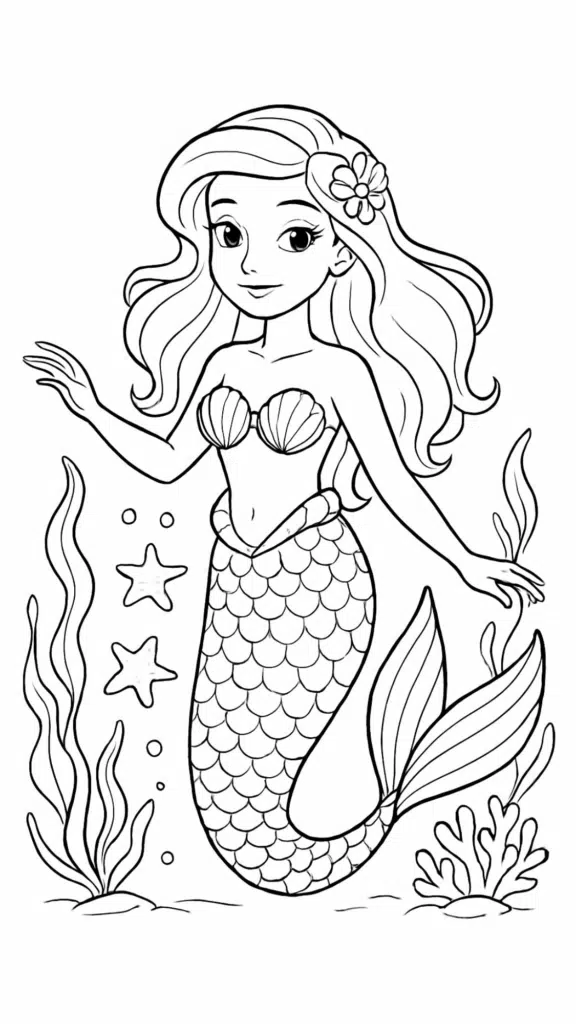 mermaid coloring pages for kids 12