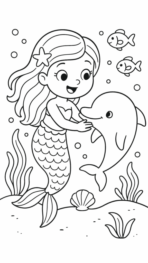 mermaid coloring pages for kids 2