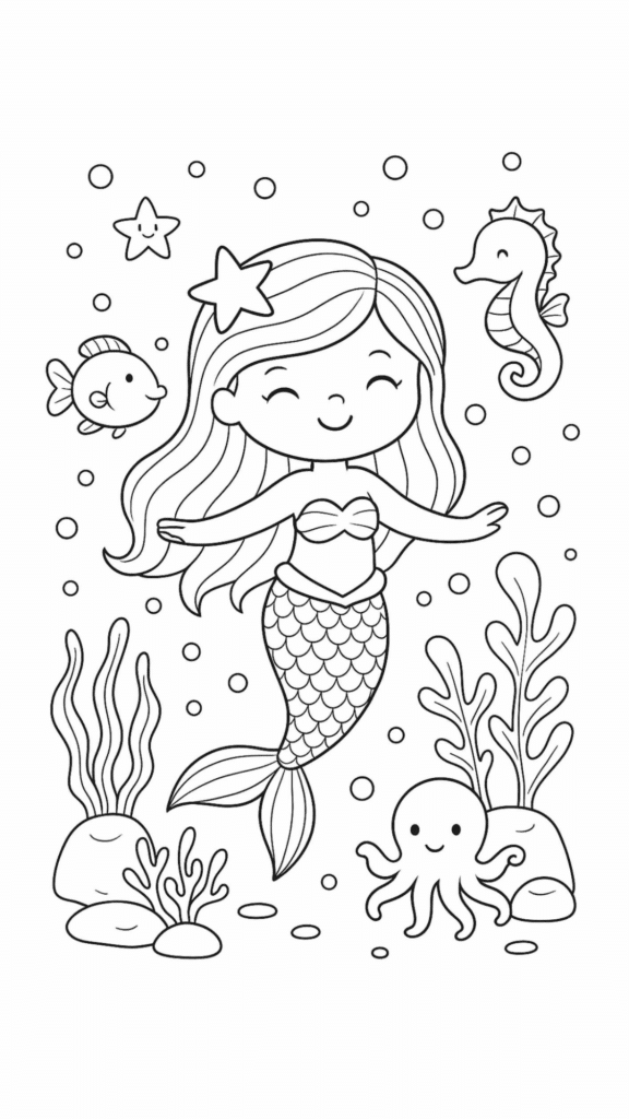 mermaid coloring pages for kids 3