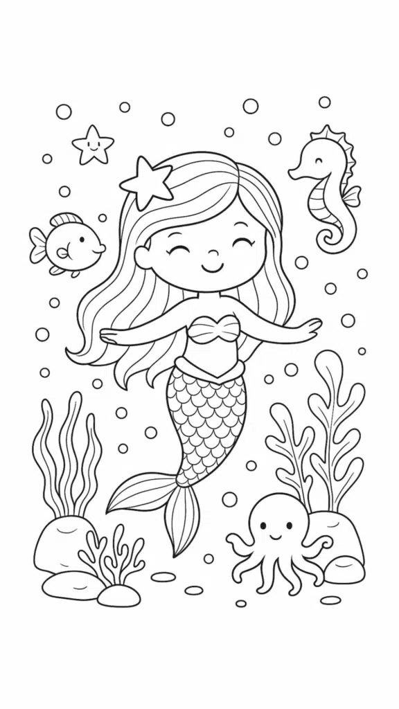 mermaid coloring pages for kids 3