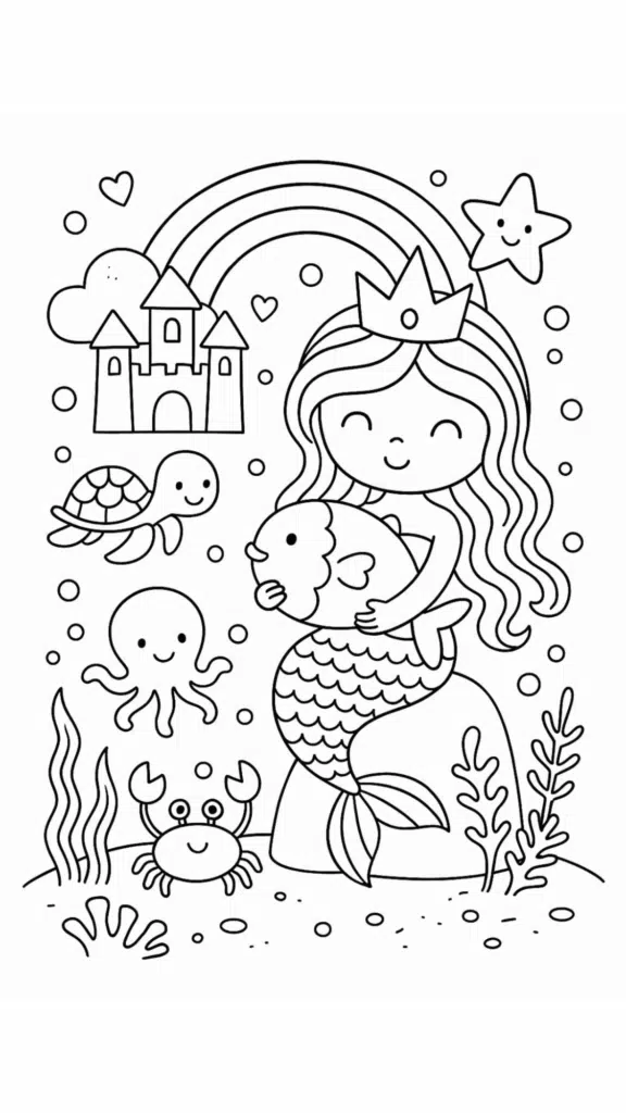 mermaid coloring pages for kids 4